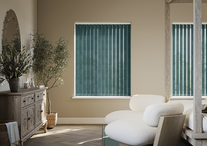 Flori Faux Suede (Blackout), Deep Teal - Vertical Blind - Image 3